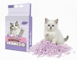 Litière pour chat en tofu à la lavande Premium 6L 2,5kg Écologique Biodégradable Jetable dans les toilettes Super absorbante 99% sans poussière Rapide - Product Image 1