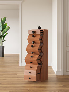 Commode à 5 tiroirs en bois massif, armoire de rangement irrégulière et étroite, meuble polyvalent pour la fin du lit et le côté du canapé, pour l'ameublement de la maison - Product Image 6