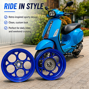 ล้อแม็กซ์อะลูมิเนียม CNC สีน้ำเงิน S2R สำหรับมอเตอร์ไซค์  หน้า/หลัง  รุ่น <span class=keywords><strong>Primavera</strong></span> Sprint <span class=keywords><strong>125</strong></span>/150 LX <span class=keywords><strong>I</strong></span>-<span class=keywords><strong>Get</strong></span>  แบบใหม่  สำหรับดัดแปลง/อัพเกรด - Product Image 3