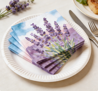Serviettes en papier jetables sur le thème de la lavande pour fête, décoration de table, serviettes imprimées de fleurs de lavande, fournitures pour fête de mariage