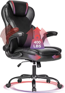 Chaise de <span class=keywords><strong>bureau</strong></span> ergonomique à dossier haut en similicuir, accoudoirs rembourrés, fonction d'inclinaison et de bascule, siège extra <span class=keywords><strong>large</strong></span>, style moderne pour cadre dirigeant - Product Image 2