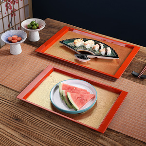ถาดเสิร์ฟพลาสติกทรงสี่เหลี่ยม สีแดงทอง ขนาด 30x20 ซม. สำหรับใช้ในร้านอาหาร โรงแรม - Product Image 2