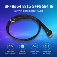 Kabel Backplane Penyimpanan Kecepatan Tinggi SFF-8654 8i 24Gbps SAS4.0 PCIe4.0 16Gbps dengan Pengunci Baja Tahan Karat, Kabel Server Tipis