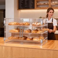 Vitrine de pâtisserie en acrylique à 3 niveaux pour magasin de gâteaux sur mesure, grande vitrine de rangement pour pâtisseries avec plateau amovible pour café et pâtisserie