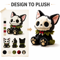 Peluche personnalisée chat crâne d'Halloween, fabrication directe usine OEM ODM, fabricant d'animaux en peluche, vente en gros, MOQ, peluche amusante