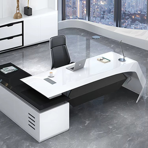 High-End Kantoormeubelleverancier Groot Bureau Ontwerpt Houten Manager Moderne Luxe Kantoortafel - Product Image 1