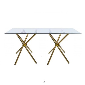 Tavolo in vetro rettangolare 8 posti con gambe in oro moderno tavolo <span class=keywords><strong>da</strong></span> pranzo <span class=keywords><strong>cucina</strong></span> tavolo <span class=keywords><strong>da</strong></span> pranzo con piano in vetro temperato - Product Image 1