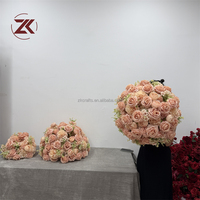ZKAI Dekorasi Bunga Pernikahan Berkualitas Tinggi, Bunga Hydrangea Sutra Buatan, Bola Bunga Mawar Sutra Warna Dusty Pink untuk Pesta