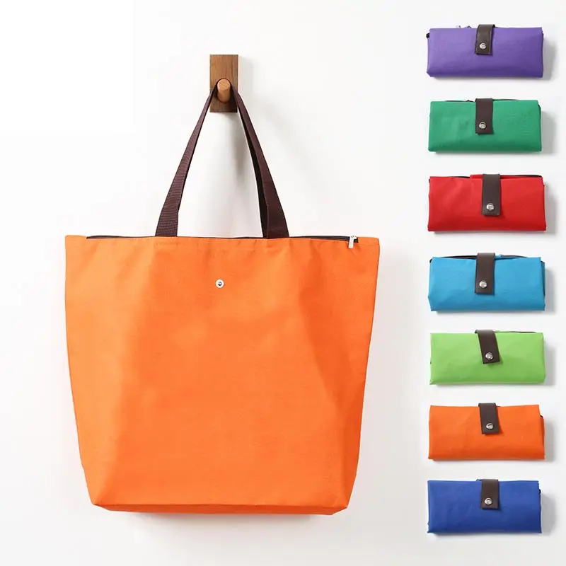 Ucuz polyester çevre dostu bakkal alışveriş torbaları kullanımlık katlanabilir büyük kapasiteli kol çantası çanta