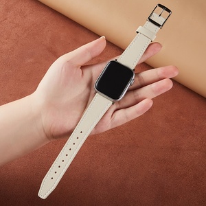 Correa de reloj de cuero encerado vintage de lujo para iWatch Ultra, hecha a mano con cuero de vaca de primera capa y hebilla cuadrada. - Product Image 3