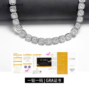 Cadermay Multi Layer Moissanite Necklace 12mm Round Cut S925 Silver Cuban Chain Hip Hop Style Jewelry - Product Image 4