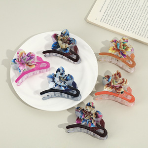 PS Plastic 3D Colorful Flower <b>Hair</b> Claw Clips Spring Summer Floral <b>Hair</b> Grab Clips 6 Styles Pack <b>Hair</b> <b>Accessories</b> For Women - Product Image 2