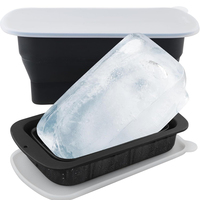 Nouveau produit : bac à glaçons en silicone pliable, grand bac à glaçons en silicone avec récipient