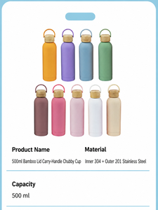 Bouteille d'<span class=keywords><strong>eau</strong></span> isotherme en acier inoxydable 304 avec couvercle en bambou, thermos sous vide, finition mate, idéale pour la salle de sport, le bureau, les activités de plein air, ou comme cadeau. - Product Image 2