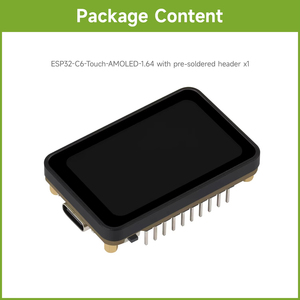 เวฟแชร์ ESP32-C6 บอร์ดพัฒนาจอแสดงผลแบบสัมผัส AMOLED ขนาด 1.64 นิ้ว, 280×456, 16.7M สี, อินเทอร์เฟซ QSPI, Wi-Fi 6 และ BLE 5 K557 - Product Image 2