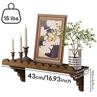 Rak Dinding Kayu Bergelombang dengan Braket Kayu, Rak Dinding Rustic untuk Ruang Tamu, Kamar Tidur, Kamar Mandi