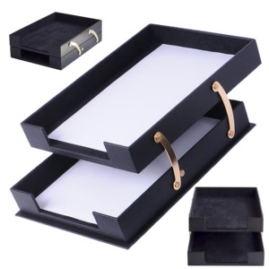 Juego de Accesorios de Escritorio de Cuero Negro - Accesorios de Oficina para Escritorio - Organizador de Escritorio y Almacenamiento de Oficina - Product Image 4