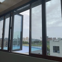 Fenêtre pliante horizontale en alliage d'aluminium sur mesure avec verre trempé et design graphique pour balcon et cuisine