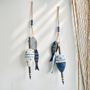 Mediterranean Style Wooden Float Wall <b>Decoration</b> Distressed Blue White Hanging Home Decor For Living Room Bedroom Commercial - Product Image 3