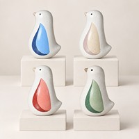 Figurine d'oiseau en céramique moderne mouchetée avec motif de feuille et d'aile, décoration d'intérieur