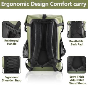 Sac à dos étanche en TPU 40L robuste avec fermeture à enroulement et design rembourré pour la randonnée, le camping et toutes les saisons - Product Image 5