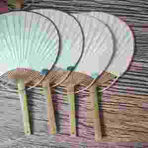 Abanico de Papel Uchiwa de Bambú Chino Ecológico, Decoración Blanca para Bodas con Técnica de Tallado Floral para Fiestas y Eventos - Product Image 5