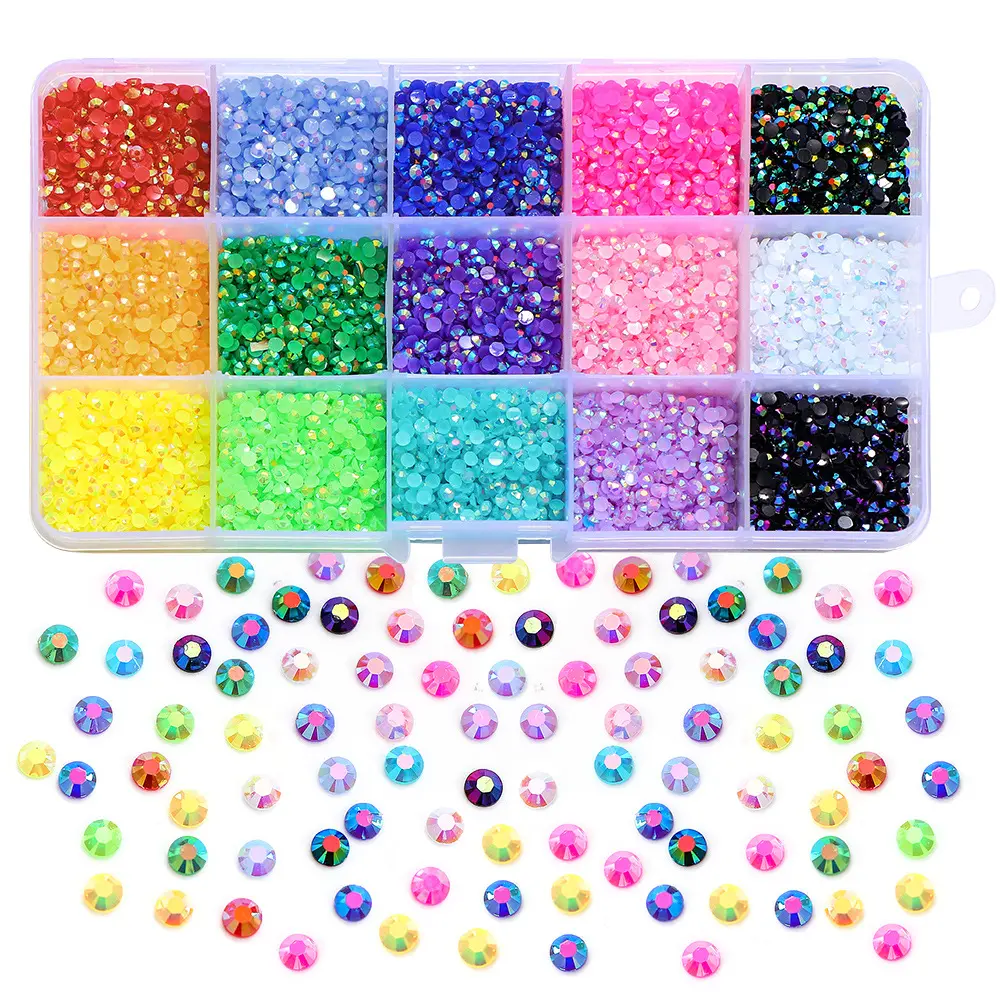 Yantuo Non Hot Fix Rhinestones Box Jelly AB Resin 15 Grid 3mm 4mm 5mm Crystal Nail Mobile Phone Shell Garment Shoes Lead Free