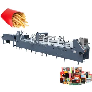 AS-650B Automatic Auto Cardboard Carton Paper Mini Box 2 Folder Gluer 4 Folds Folding Gluing Machine