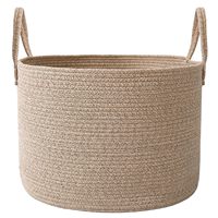 Panier de rangement rond en corde de coton tressée de 65 L avec poignées, 19,7 po de diamètre x 13 po de hauteur, organisateur de couvertures, vente en gros