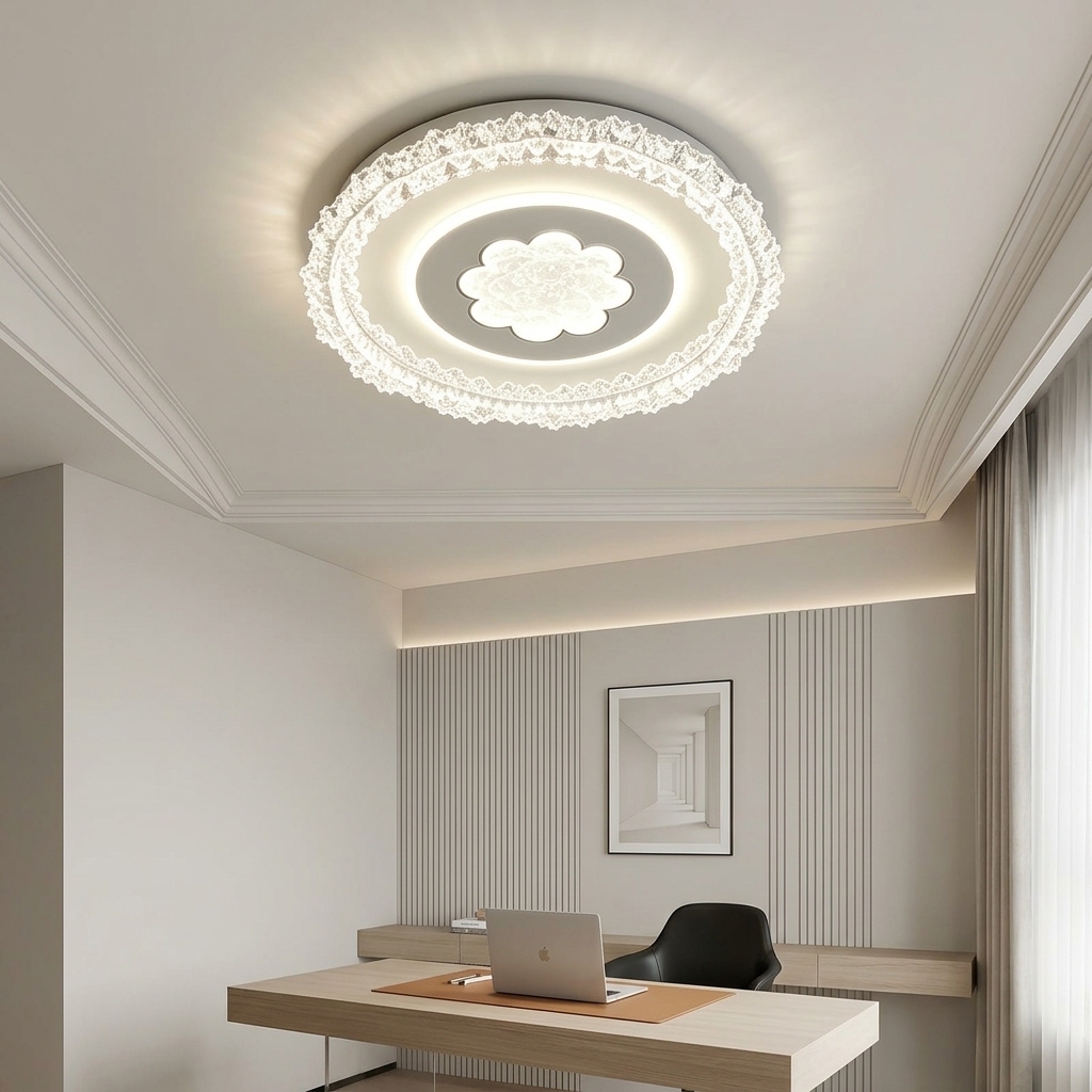 Contemporary Ceiling Lamp Double Layer Flower Rim High Brightness No Flicker Whimsical Center Smart Home Decor Essential Item
