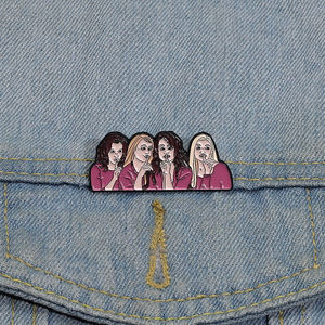 Schönes Mädchen Emaille-Anstecknadel 'Keep Quiet' Metall-Brosche Revers-Abzeichen Schmuck Rucksack-Accessoires Großhandel - Product Image 1