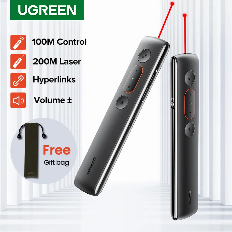 Ugreen Presenter Wireless Remote Controller 2.4GHz USB Control Pen For Mac Win 10 8 7 XP Projector Powerpoint PPT Laser Pointer