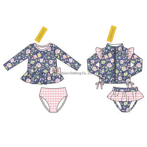 Tenues décontractées personnalisées avec leggings et manches courtes, vente en gros de maillots de bain imperméables pour bébé fille - Product Image 3