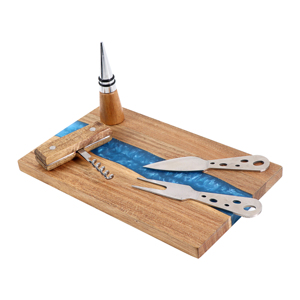 Acacia Gỗ Màu Xanh Epoxy Nhựa Thớt Hội Đồng Quản Trị Và Pho Mát Dao Bộ Quà Tặng New Epoxy Nhựa Pho Mát Hội Đồng Quản Trị Bộ - Product Image 4