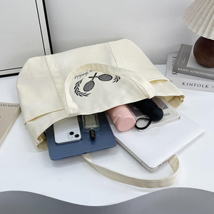 <span class=keywords><strong>Sac</strong></span> fourre-tout en toile de coton 16 oz, grande capacité, robuste, avec fermeture éclair supérieure, personnalisable, écologique et économique, avec poches - Product Image 3