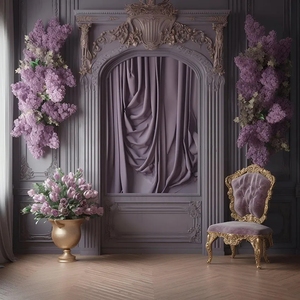 Phông nền chụp ảnh phòng màu tím rèm hoa sinh nhật người lớn đám cưới chụp ảnh bầu mẹ chụp ảnh chân dung trang trí phông nền studio ảnh - Product Image 1