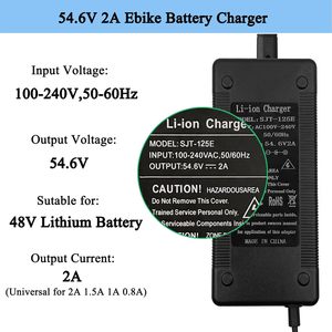 Chargeur Rapide Universel 48V 54.6V 2A pour Vélo Électrique pour <span class=keywords><strong>Batterie</strong></span> au Lithium 48V Monoroue Scooter Rad Power - Product Image 3