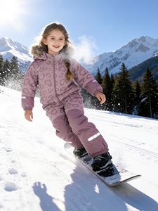 Combinaison de ski pour bébé - Combinaison imperméable active <span class=keywords><strong>avec</strong></span> doublure polaire pour les sports de <span class=keywords><strong>montagne</strong></span> et les jeux d'hiver, manches longues et capuche, tenues de ski pour enfants - Product Image 1
