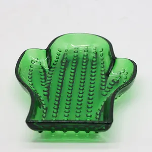 新製品アイディア2024グリーンサボテン型透明ガラスプレートセット食器