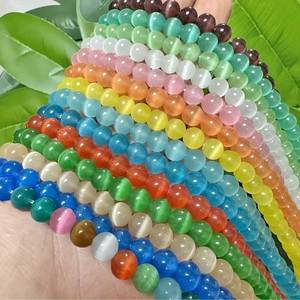 สร้อยข้อมือหินธรรมชาติ หินตาแมว ขนาด 6 มม. 8 มม. 10 มม. หลากสี ทรงกลม พลังบำบัด ของขวัญสำหรับทุกเพศ - Product Image 3