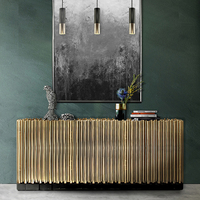 Meuble de rangement en verre haut de gamme personnalisé de luxe, meuble de salon, console d'entrée artisanale en acier inoxydable