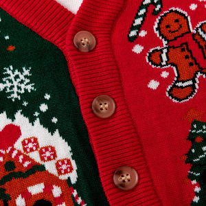 <span class=keywords><strong>Pull</strong></span> cardigan pour enfants, automne-hiver 2025, nouveau modèle transfrontalier, <span class=keywords><strong>Noël</strong></span>, col en V, garçons et filles, contraste de couleurs, jacquard de dessin animé - Product Image 4
