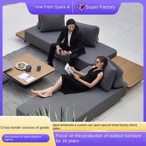 Góc không thấm nước gỗ rắn thương mại sử dụng <span class=keywords><strong>sofa</strong></span> xốp mật độ cao hiện đại xuyên biên giới biệt thự ngoài trời sân Gỗ Tếch <span class=keywords><strong>sofa</strong></span> - Product Image 2
