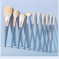 10 pièces bleu plat Angle maquillage pinceau sourcil rouge à lèvres pinceaux ensemble maquillage luxe maquillage pinceau Kit ensemble végétalien
