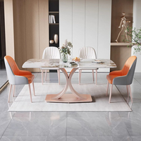 Offre Spéciale moderne de luxe dessus en marbre rectangle salle à manger Table à manger ensemble de chaises 4 6 8 places meubles de salon en métal designs