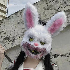 Copricapo realistico in PVC EVA Bear LED insanguinato peluche coniglietto fantasma Festival Performance maschera Horror per occasioni di compleanno - Product Image 4