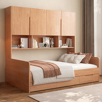 Tatami en bois massif lit enfant armoire de lit nordique combinaison intégrée moderne simple chêne 1.2m rangement lit en bois