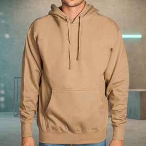 Sudadera con Capucha de Forro Polar para Hombre, Color Sólido, Estilo Casual, con Bolsillo Delantero, Material de Algodón Beige, para Otoño - Product Image 1