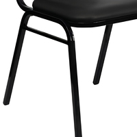 Chaise empilable noire pour banquet, structure tubulaire en métal, siège rembourré, mobilier pour salle de réception, événement, hôtel
