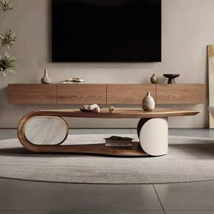 Tavolino <span class=keywords><strong>da</strong></span> caffè impiallacciato in noce 2025 a forma di foglia speciale Set per la luce di lusso nuovo concetto creativo casa Living tavolino in legno - Product Image 2